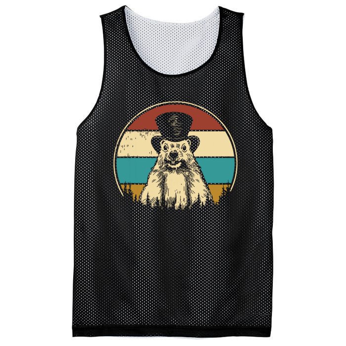 My Favorite Holiday Retro Groundhog Day Woodchuck Lover Mesh Reversible Basketball Jersey Tank