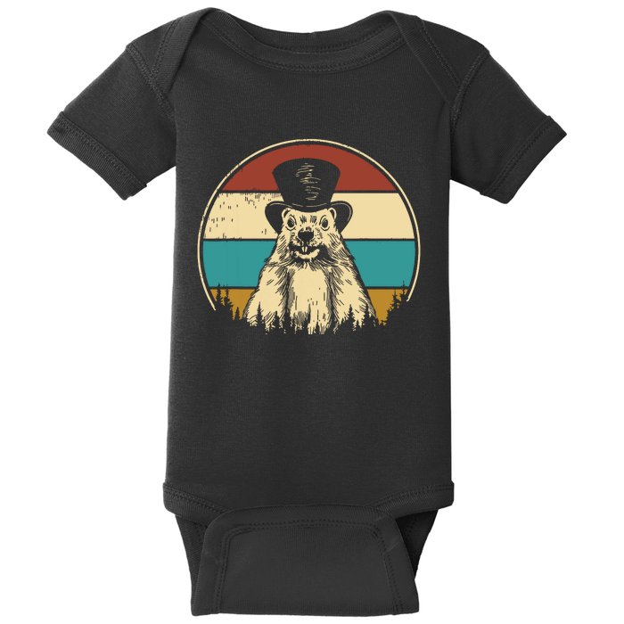 My Favorite Holiday Retro Groundhog Day Woodchuck Lover Baby Bodysuit