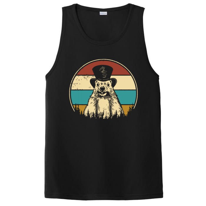 My Favorite Holiday Retro Groundhog Day Woodchuck Lover PosiCharge Competitor Tank