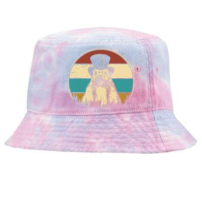 My Favorite Holiday Retro Groundhog Day Woodchuck Lover Tie-Dyed Bucket Hat