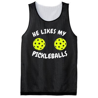 Matching Family He Likes My Pickleballs Couple Pickleball Gift Mesh Reversible Basketball Jersey Tank