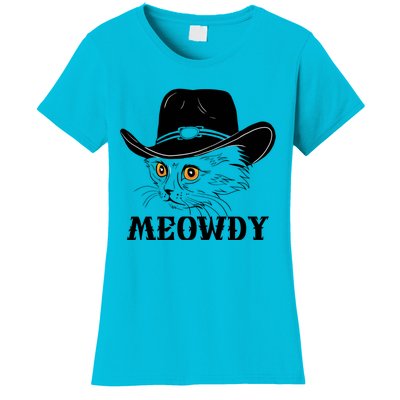 Meowdy Funny Howdy Cat Dad Joke Gift Women's T-Shirt