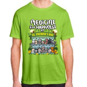 Medicine For Happiness At St Patrick's Day Clowder Of Cats Cool Gift Adult ChromaSoft Performance T-Shirt