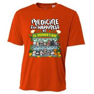 Medicine For Happiness At St Patrick's Day Clowder Of Cats Cool Gift Cooling Performance Crew T-Shirt