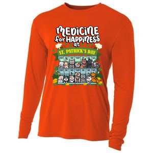 Medicine For Happiness At St Patrick's Day Clowder Of Cats Cool Gift Cooling Performance Long Sleeve Crew