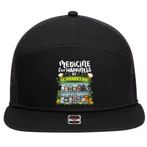 Medicine For Happiness At St Patrick's Day Clowder Of Cats Cool Gift 7 Panel Mesh Trucker Snapback Hat