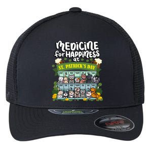 Medicine For Happiness At St Patrick's Day Clowder Of Cats Cool Gift Flexfit Unipanel Trucker Cap