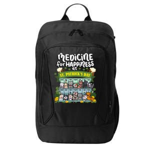 Medicine For Happiness At St Patrick's Day Clowder Of Cats Cool Gift City Backpack