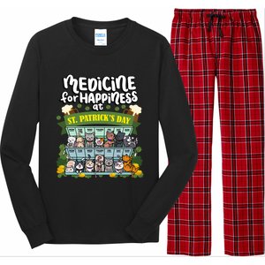 Medicine For Happiness At St Patrick's Day Clowder Of Cats Cool Gift Long Sleeve Pajama Set