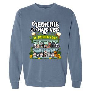 Medicine For Happiness At St Patrick's Day Clowder Of Cats Cool Gift Garment-Dyed Sweatshirt