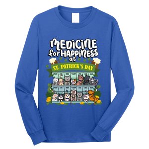 Medicine For Happiness At St Patrick's Day Clowder Of Cats Cool Gift Long Sleeve Shirt