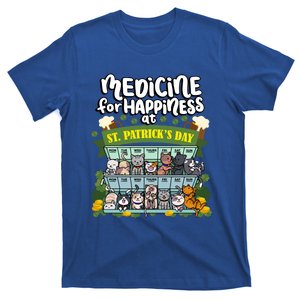 Medicine For Happiness At St Patrick's Day Clowder Of Cats Cool Gift T-Shirt