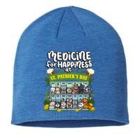 Medicine For Happiness At St Patrick's Day Clowder Of Cats Cool Gift Sustainable Beanie