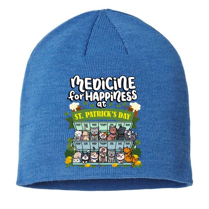 Medicine For Happiness At St Patrick's Day Clowder Of Cats Cool Gift Sustainable Beanie