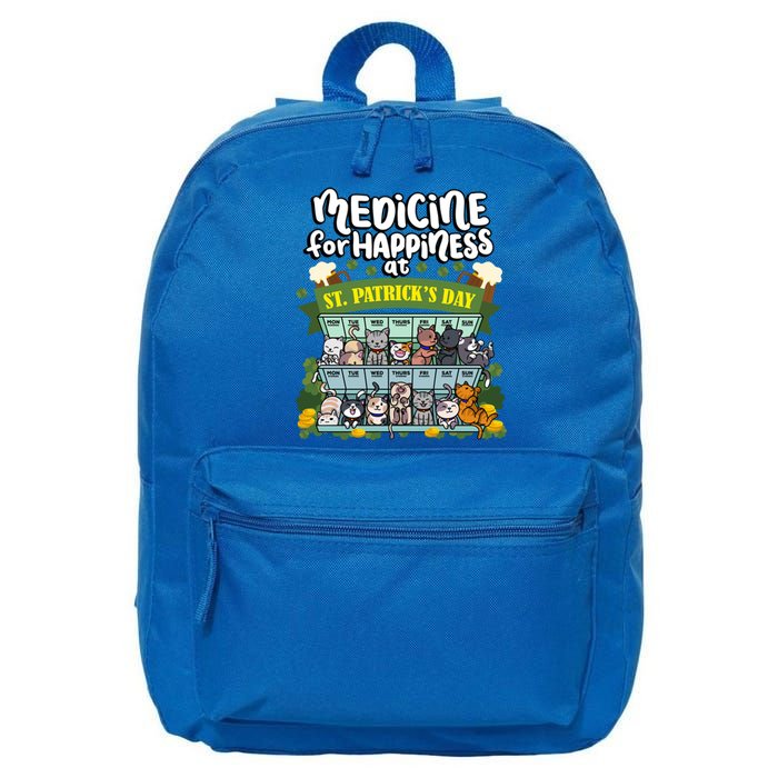 Medicine For Happiness At St Patrick's Day Clowder Of Cats Cool Gift 16 in Basic Backpack