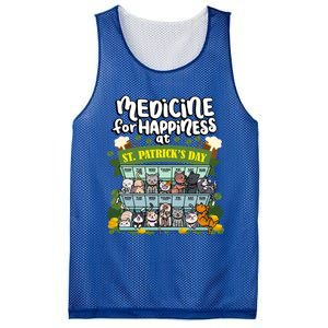 Medicine For Happiness At St Patrick's Day Clowder Of Cats Cool Gift Mesh Reversible Basketball Jersey Tank