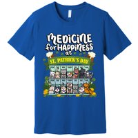 Medicine For Happiness At St Patrick's Day Clowder Of Cats Cool Gift Premium T-Shirt