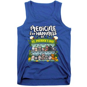 Medicine For Happiness At St Patrick's Day Clowder Of Cats Cool Gift Tank Top