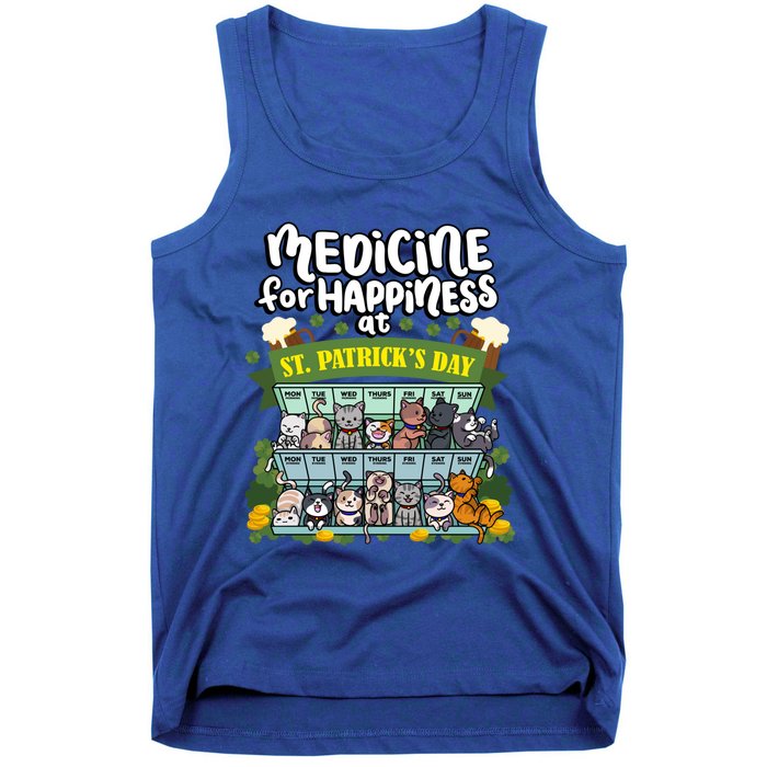 Medicine For Happiness At St Patrick's Day Clowder Of Cats Cool Gift Tank Top