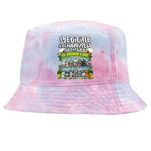 Medicine For Happiness At St Patrick's Day Clowder Of Cats Cool Gift Tie-Dyed Bucket Hat