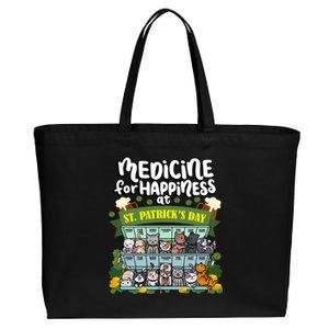 Medicine For Happiness At St Patrick's Day Clowder Of Cats Cool Gift Cotton Canvas Jumbo Tote