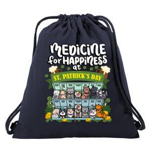 Medicine For Happiness At St Patrick's Day Clowder Of Cats Cool Gift Drawstring Bag