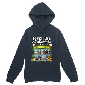 Medicine For Happiness At St Patrick's Day Clowder Of Cats Cool Gift Urban Pullover Hoodie