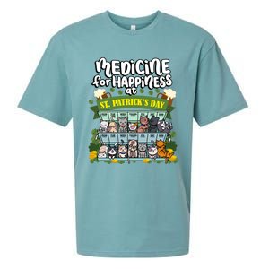 Medicine For Happiness At St Patrick's Day Clowder Of Cats Cool Gift Sueded Cloud Jersey T-Shirt