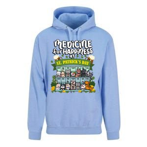 Medicine For Happiness At St Patrick's Day Clowder Of Cats Cool Gift Unisex Surf Hoodie