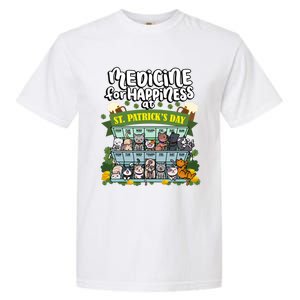 Medicine For Happiness At St Patrick's Day Clowder Of Cats Cool Gift Garment-Dyed Heavyweight T-Shirt