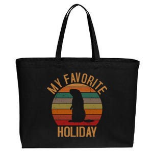 My Favorite Holiday Groundhog Day Cotton Canvas Jumbo Tote