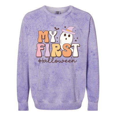 My First Halloween Retro Cute Ghost Funny Gift Colorblast Crewneck Sweatshirt