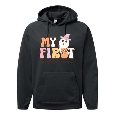 My First Halloween Retro Cute Ghost Funny Gift Performance Fleece Hoodie