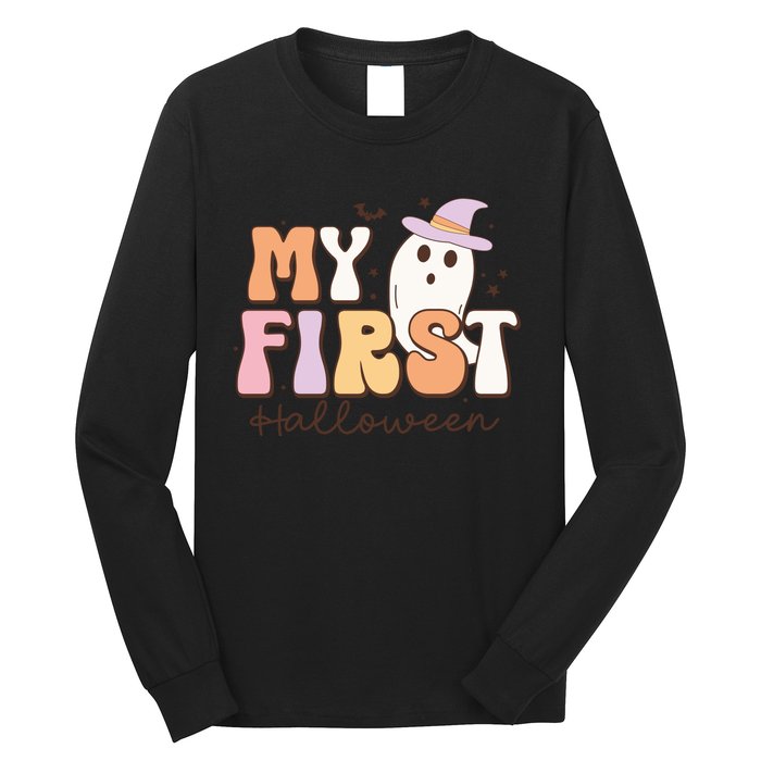 My First Halloween Retro Cute Ghost Funny Gift Long Sleeve Shirt