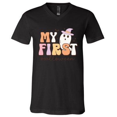 My First Halloween Retro Cute Ghost Funny Gift V-Neck T-Shirt