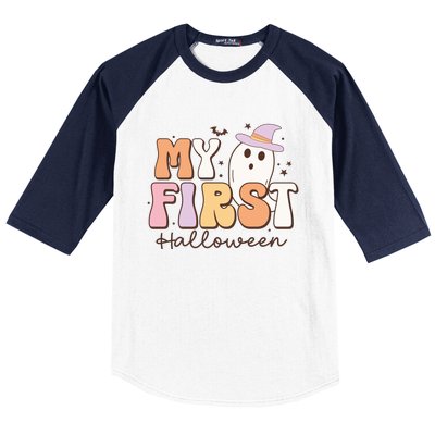 My First Halloween Retro Cute Ghost Funny Gift Baseball Sleeve Shirt