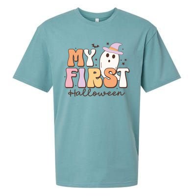 My First Halloween Retro Cute Ghost Funny Gift Sueded Cloud Jersey T-Shirt