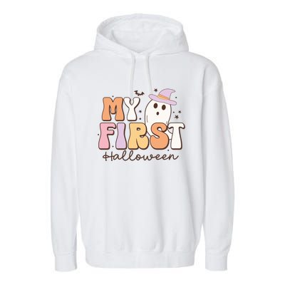 My First Halloween Retro Cute Ghost Funny Gift Garment-Dyed Fleece Hoodie