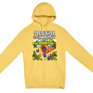 Medicine For Happiness At St Patrick's Day Clowder Of Cats Gift Premium Pullover Hoodie