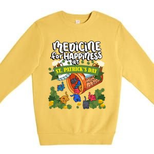 Medicine For Happiness At St Patrick's Day Clowder Of Cats Gift Premium Crewneck Sweatshirt