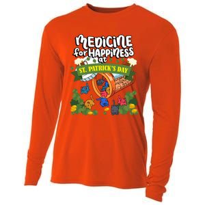 Medicine For Happiness At St Patrick's Day Clowder Of Cats Gift Cooling Performance Long Sleeve Crew