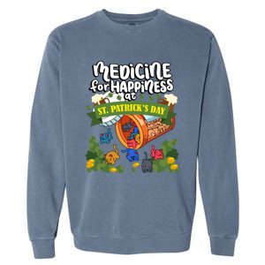 Medicine For Happiness At St Patrick's Day Clowder Of Cats Gift Garment-Dyed Sweatshirt