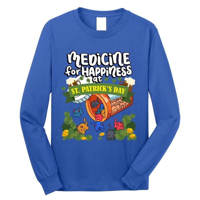 Medicine For Happiness At St Patrick's Day Clowder Of Cats Gift Long Sleeve Shirt