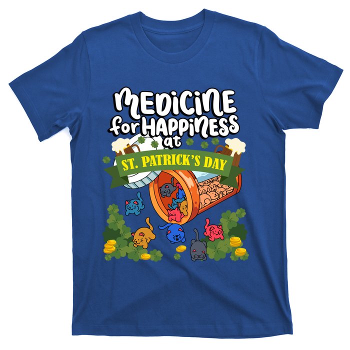 Medicine For Happiness At St Patrick's Day Clowder Of Cats Gift T-Shirt