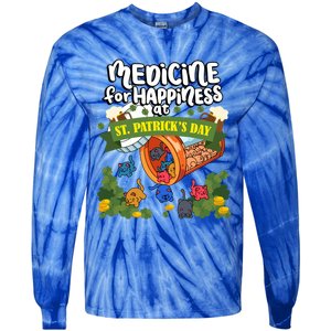 Medicine For Happiness At St Patrick's Day Clowder Of Cats Gift Tie-Dye Long Sleeve Shirt