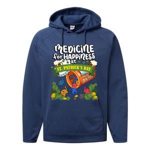 Medicine For Happiness At St Patrick's Day Clowder Of Cats Gift Performance Fleece Hoodie