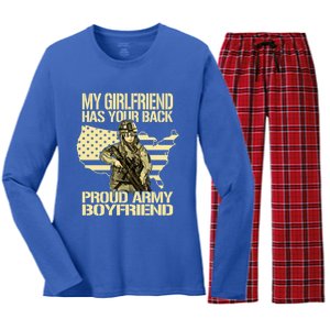 My Friend Has Your Back Patriotic Proud Army Friend Gift Women's Long Sleeve Flannel Pajama Set 