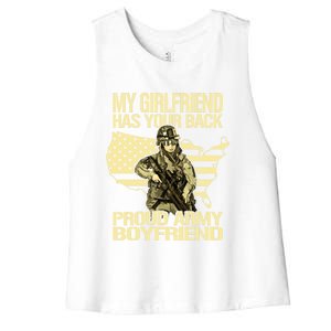 My Friend Has Your Back Patriotic Proud Army Friend Gift Women's Racerback Cropped Tank