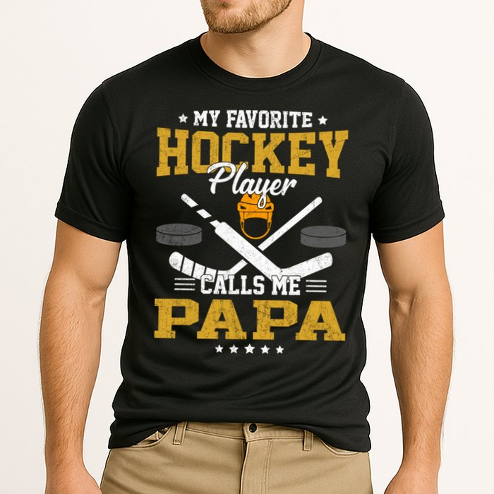 My Favorite Hockey Player Calls Me Papa Gift Cooling Performance Crew T-Shirt