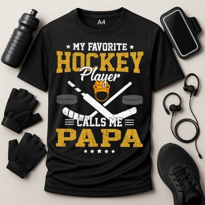 My Favorite Hockey Player Calls Me Papa Gift Cooling Performance Crew T-Shirt